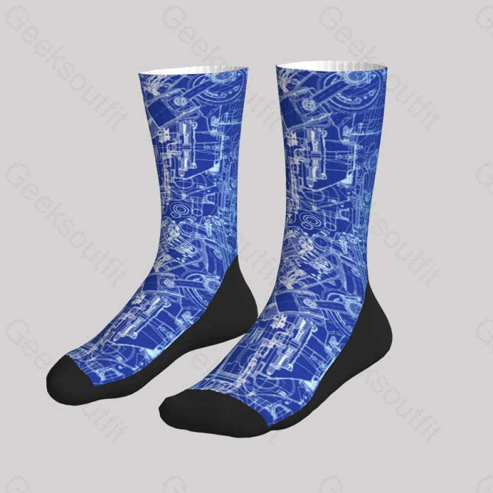 Complex Mechanical Circuit Men’s Socks Sks060