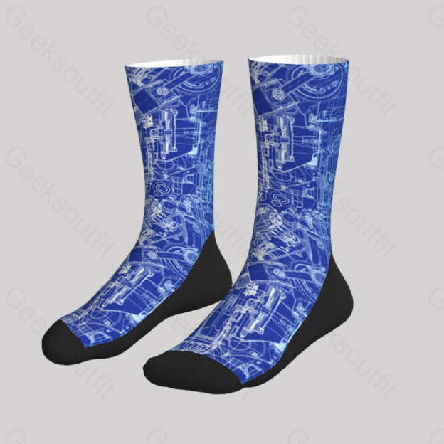 Complex Mechanical Circuit Men’s Socks Sks060