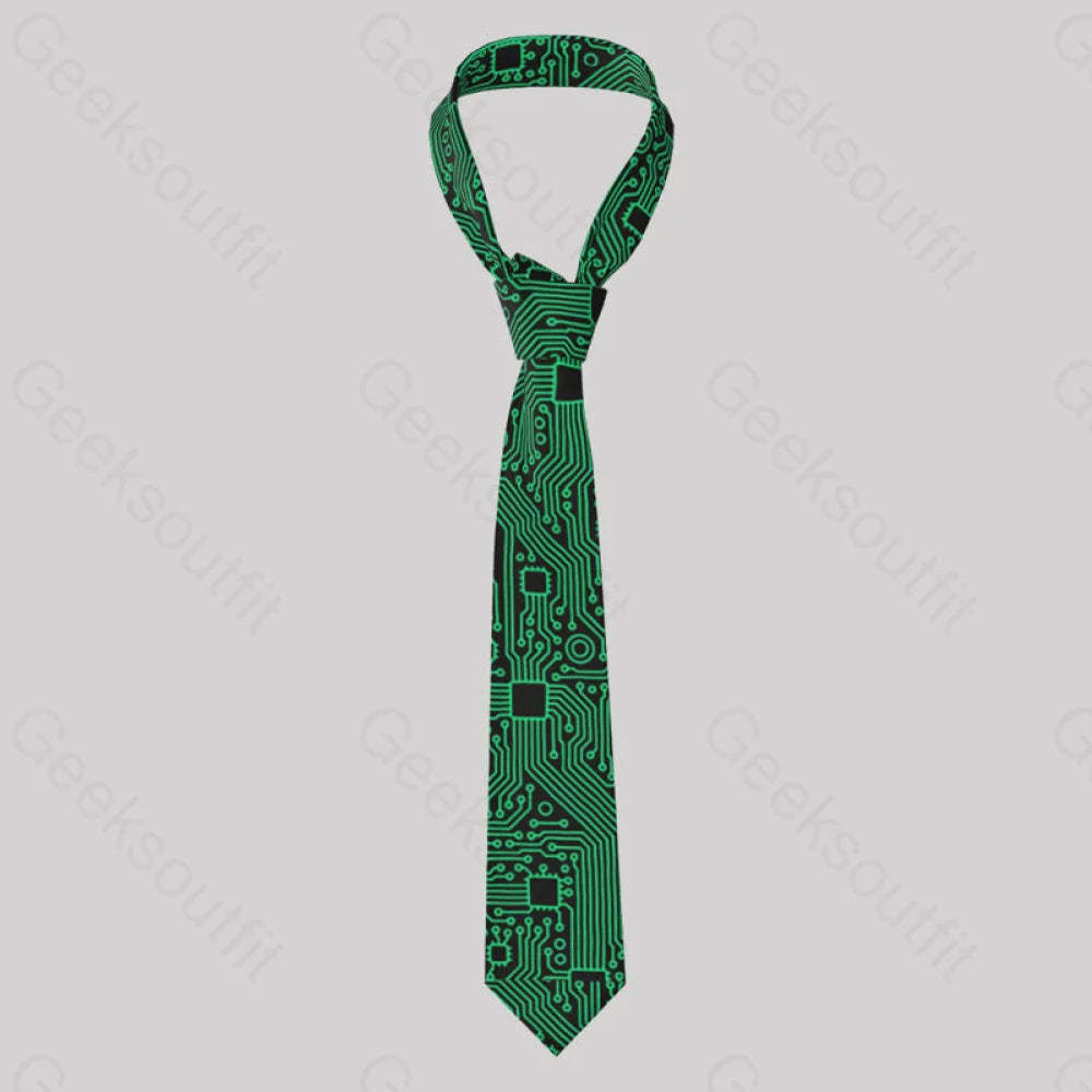 Computer Circuit Board Green Geek Neckties