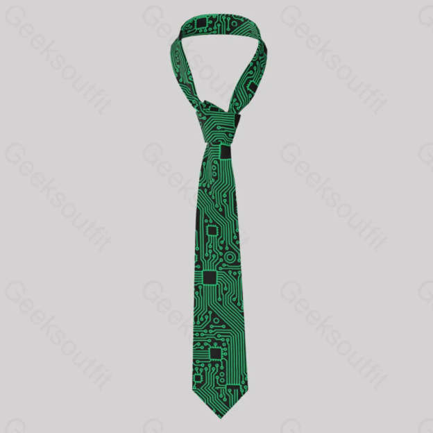 Computer Circuit Board Green Geek Neckties