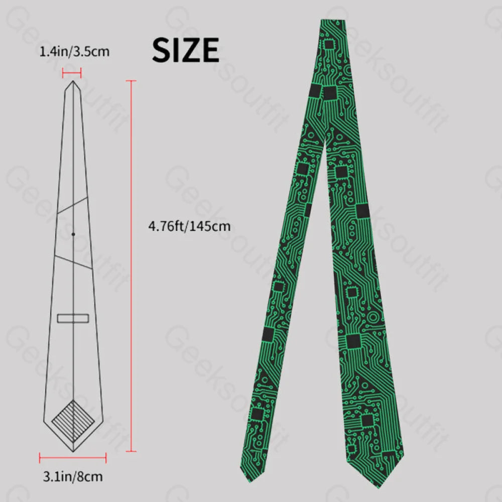 Computer Circuit Board Green Geek Neckties