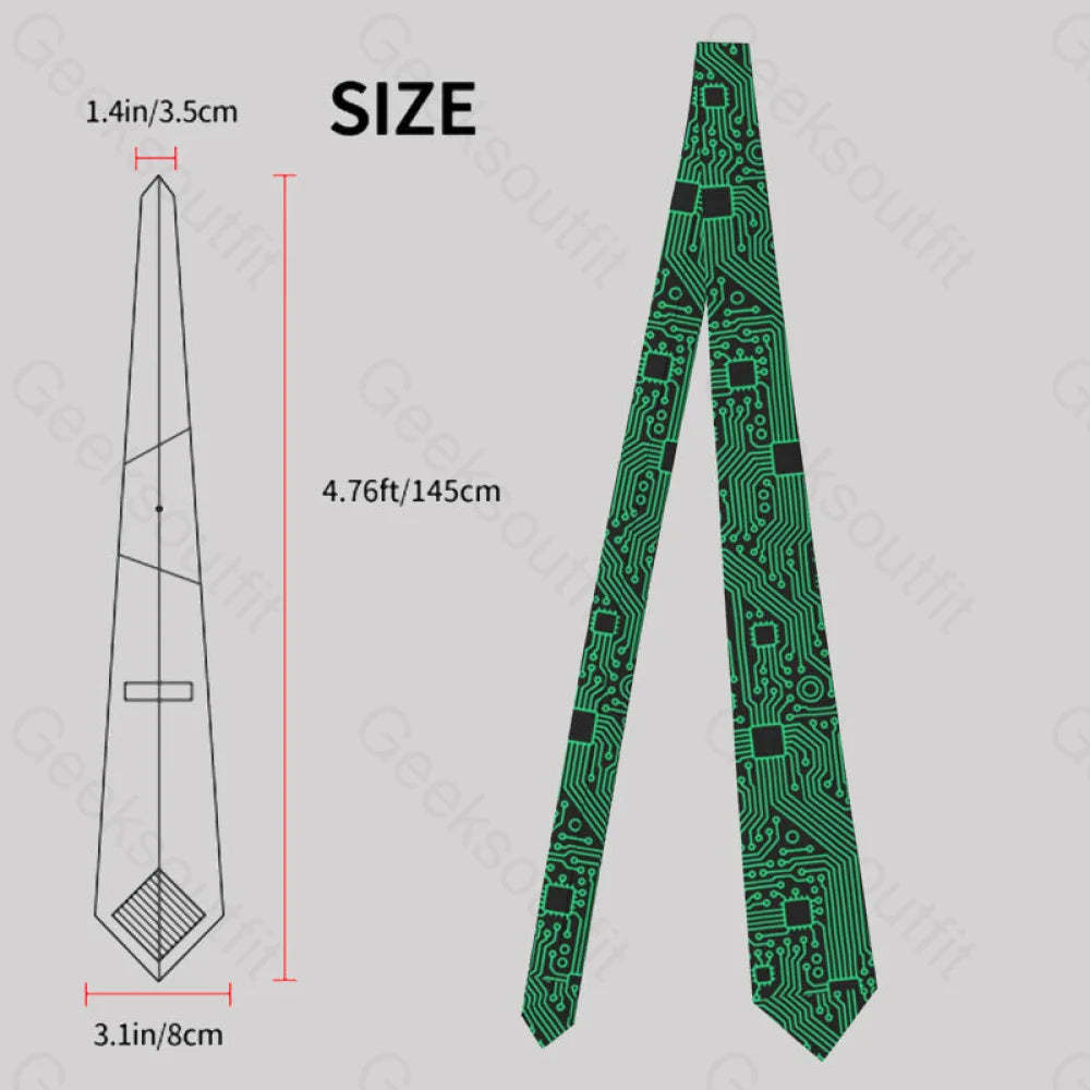 Computer Circuit Board Green Geek Neckties