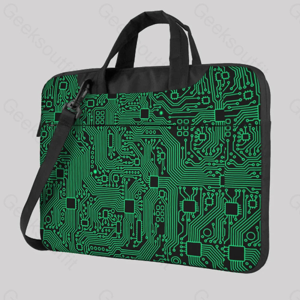 Computer Circuit Board Green Laptop Bag 13In