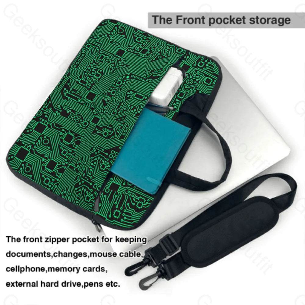 Computer Circuit Board Green Laptop Bag