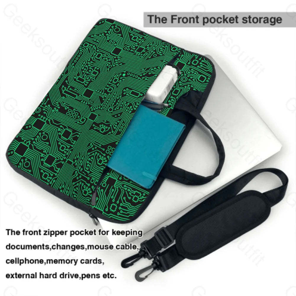 Computer Circuit Board Green Laptop Bag