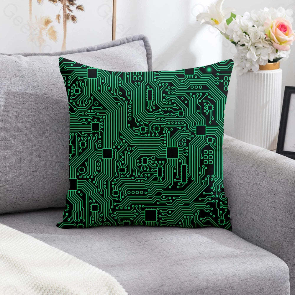 Computer Circuit Board Green Pillowcase 40*40Cm / Geekpc004