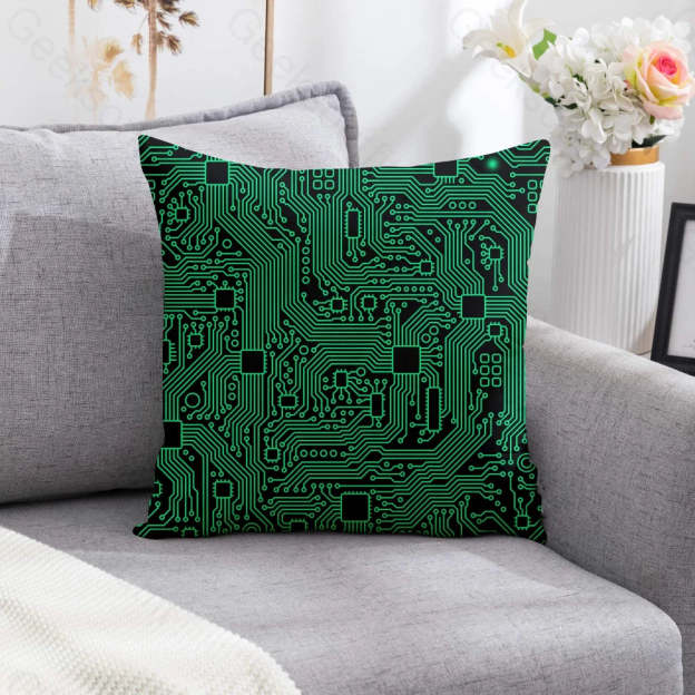 Computer Circuit Board Green Pillowcase 40*40Cm / Geekpc004