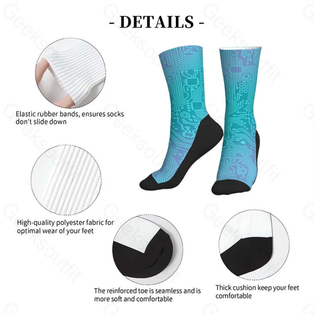 Computer Circuit Board Lake Green Men’s Socks