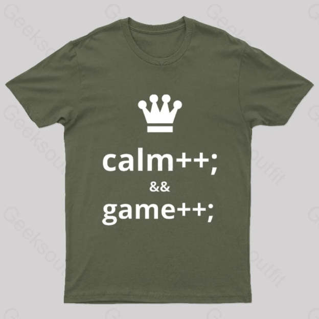 Computer Geek Keep Calm And Game More Nerd T-Shirt Army Green / S
