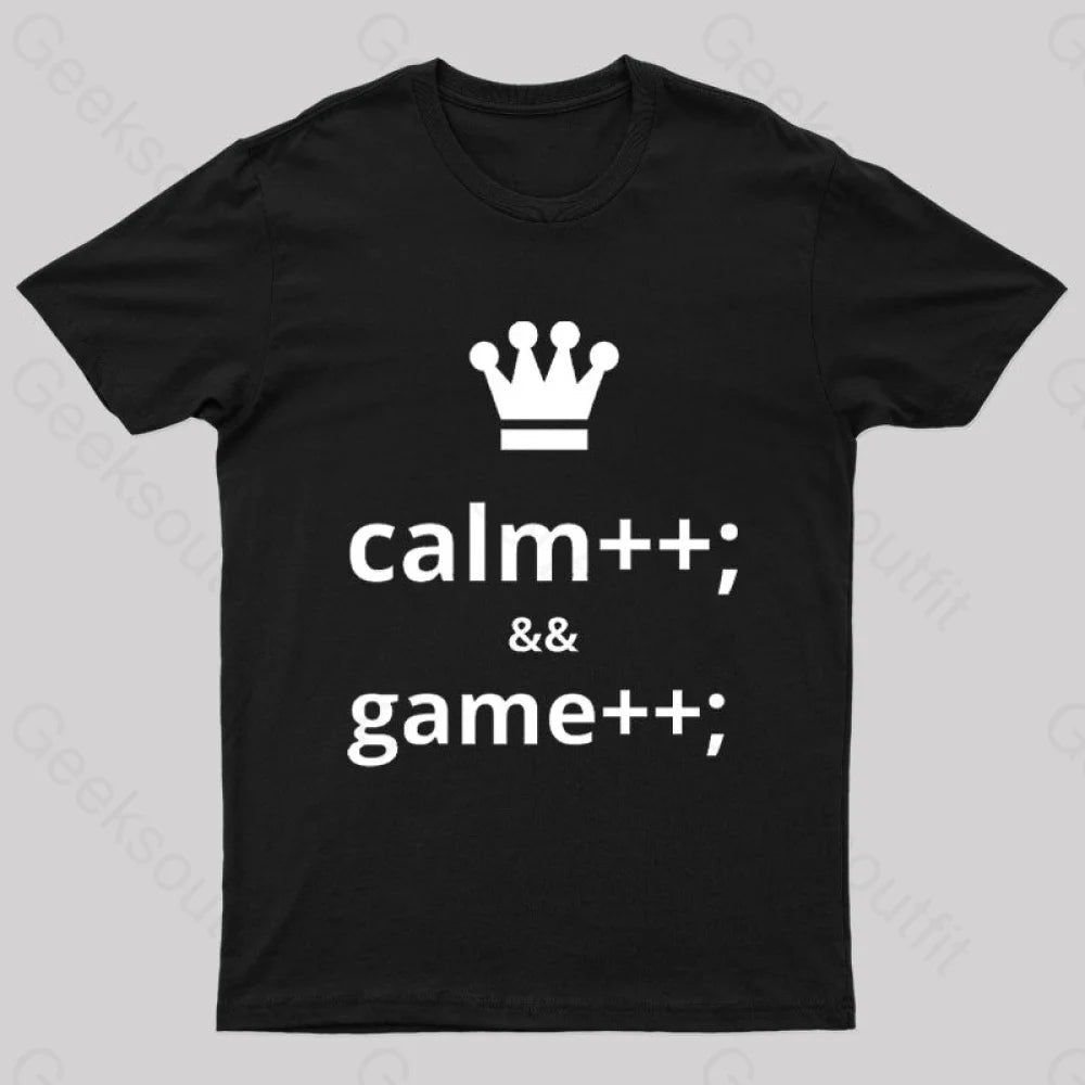 Computer Geek Keep Calm And Game More Nerd T-Shirt Black / S
