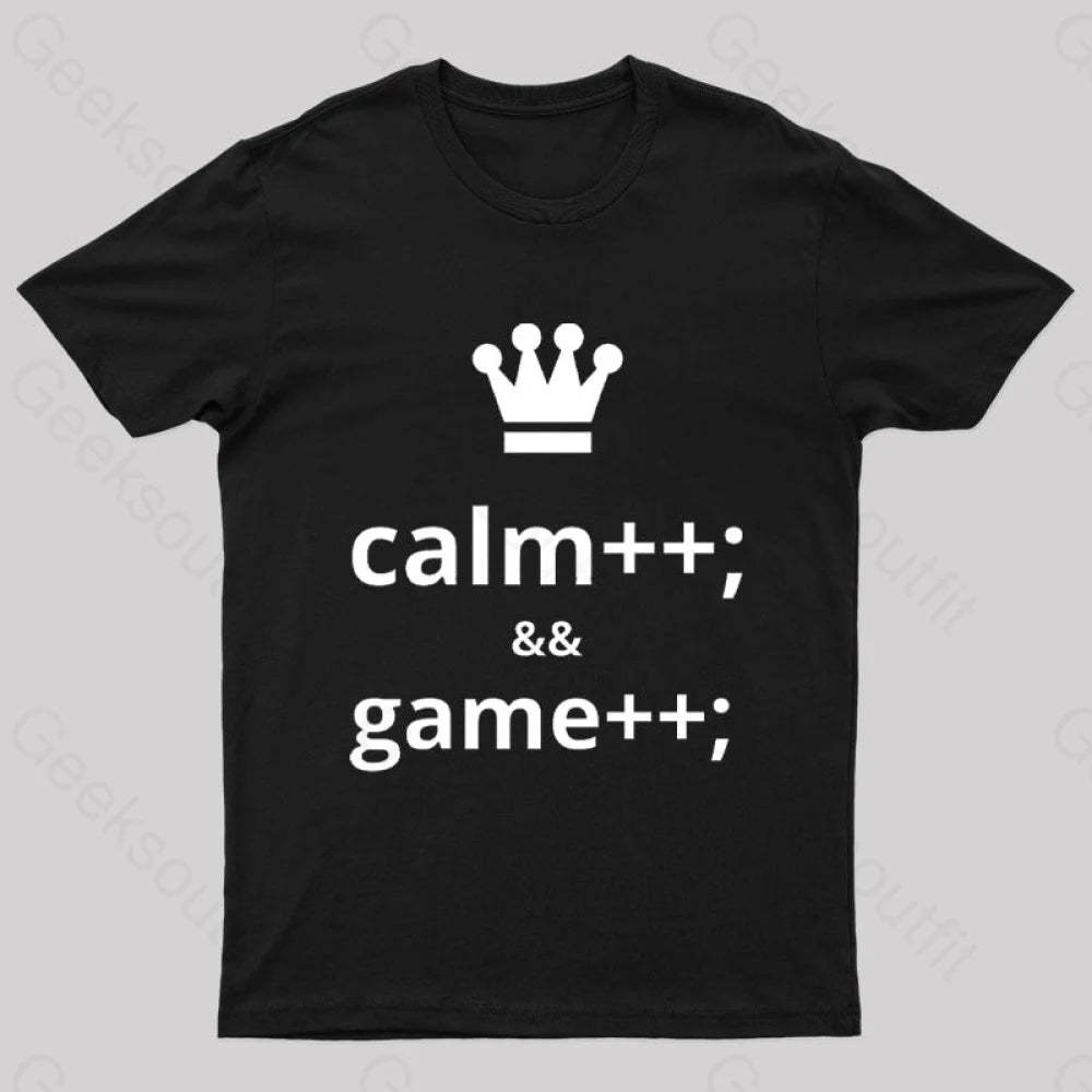 Computer Geek Keep Calm And Game More Nerd T-Shirt Black / S