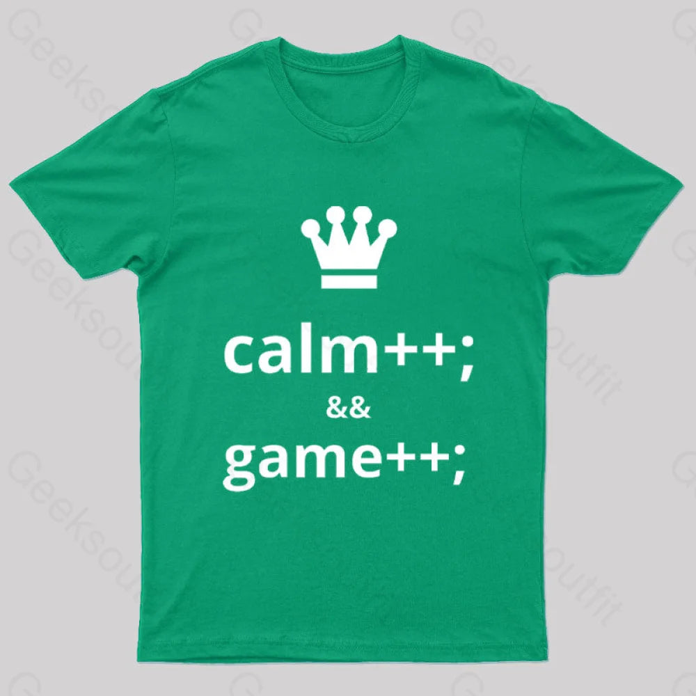 Computer Geek Keep Calm And Game More Nerd T-Shirt Green / S