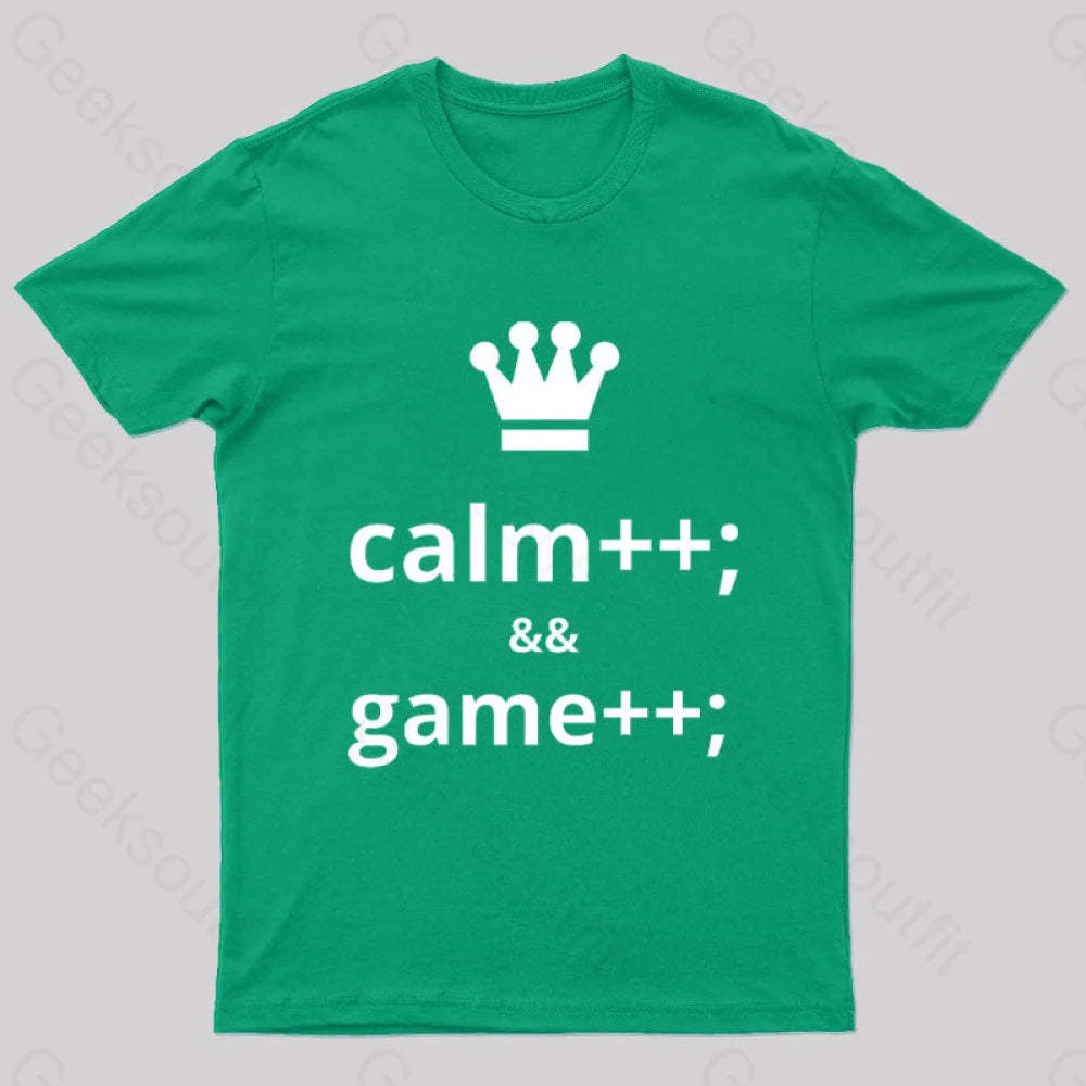 Computer Geek Keep Calm And Game More Nerd T-Shirt Green / S