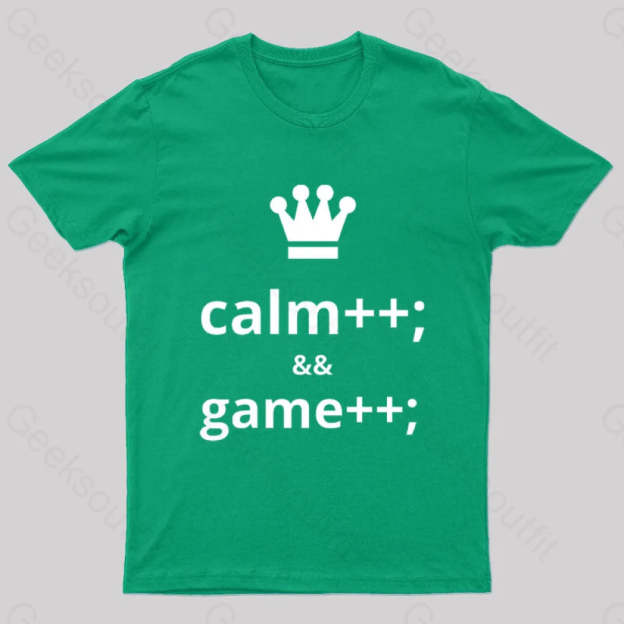 Computer Geek Keep Calm And Game More Nerd T-Shirt Green / S