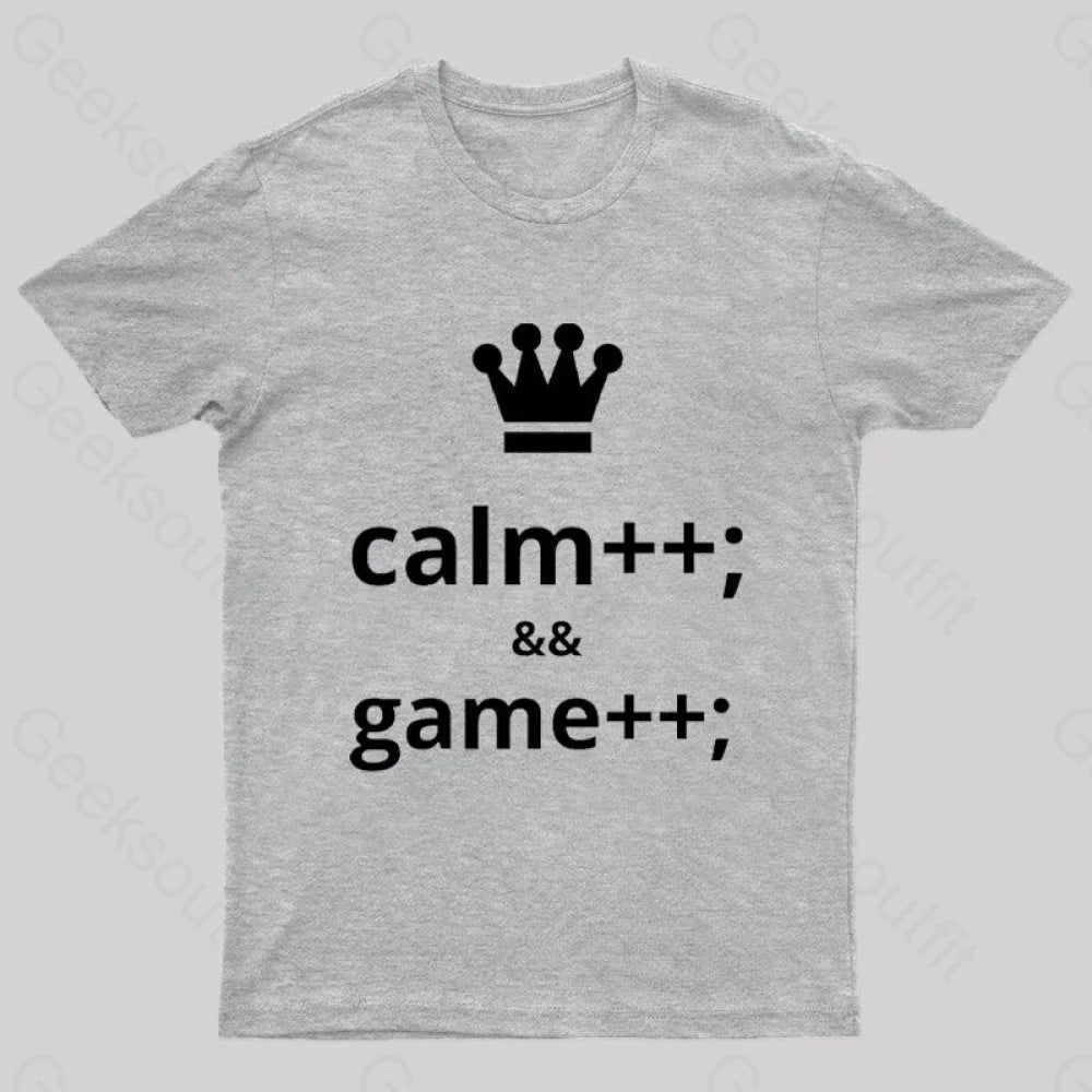 Computer Geek Keep Calm And Game More Nerd T-Shirt Grey / S