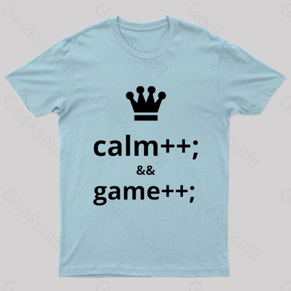 Computer Geek Keep Calm And Game More Nerd T-Shirt Light Blue / S