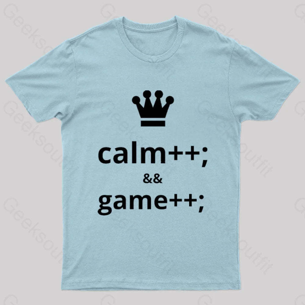 Computer Geek Keep Calm And Game More Nerd T-Shirt Light Blue / S
