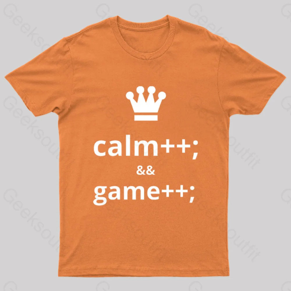Computer Geek Keep Calm And Game More Nerd T-Shirt Orange / S