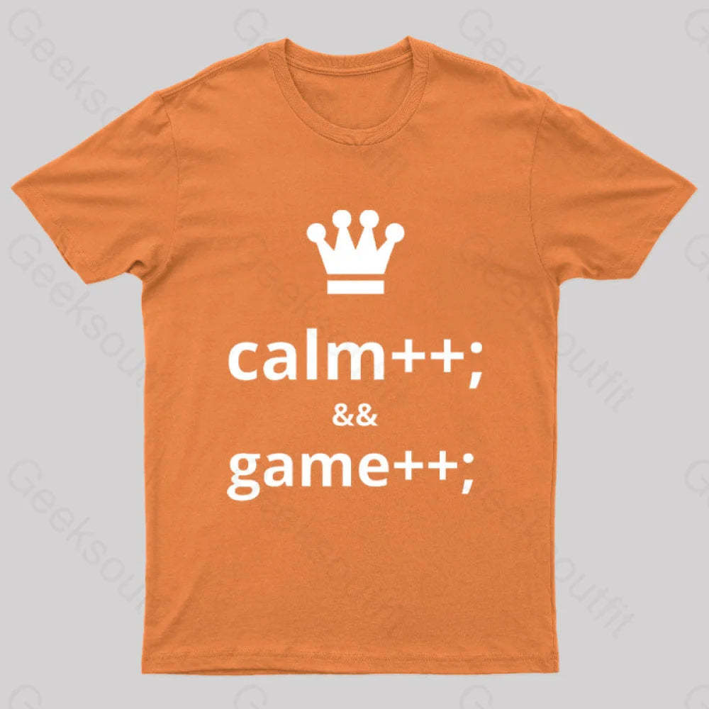 Computer Geek Keep Calm And Game More Nerd T-Shirt Orange / S