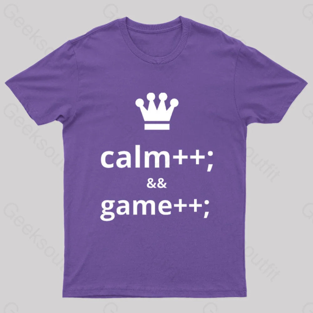 Computer Geek Keep Calm And Game More Nerd T-Shirt Purple / S