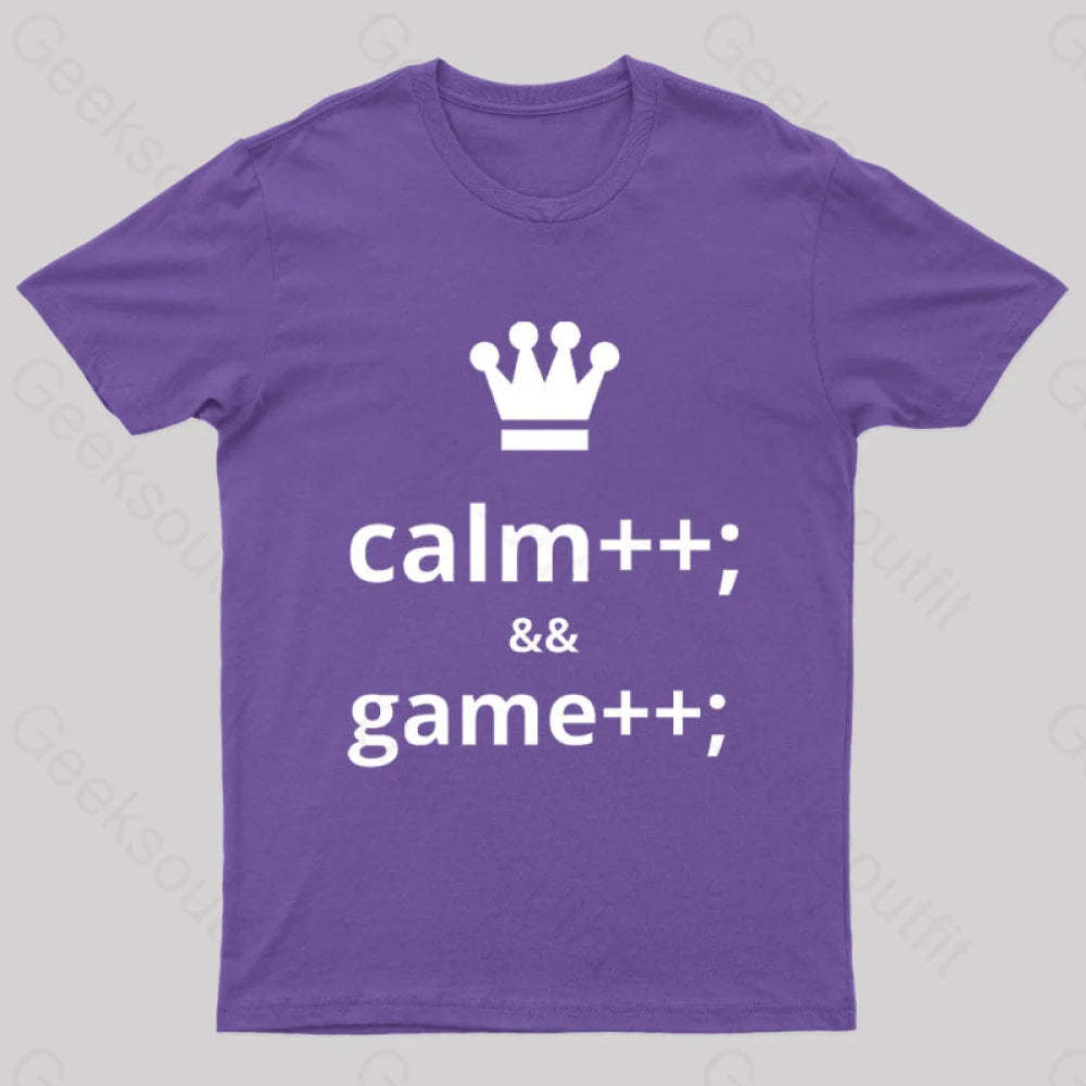 Computer Geek Keep Calm And Game More Nerd T-Shirt Purple / S