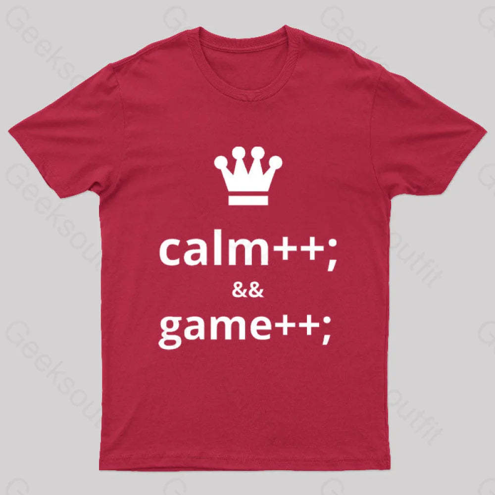 Computer Geek Keep Calm And Game More Nerd T-Shirt Red / S