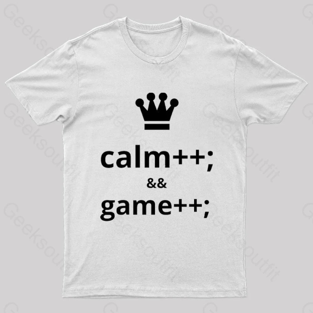 Computer Geek Keep Calm And Game More Nerd T-Shirt White / S
