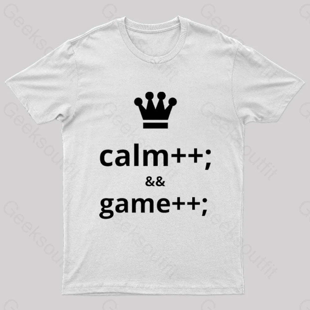 Computer Geek Keep Calm And Game More Nerd T-Shirt White / S