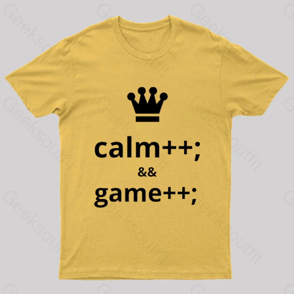 Computer Geek Keep Calm And Game More Nerd T-Shirt Yellow / S