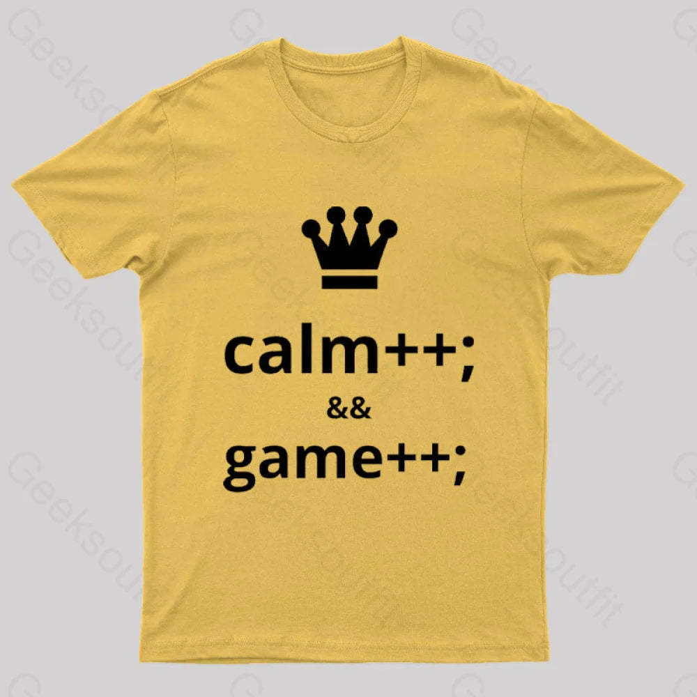 Computer Geek Keep Calm And Game More Nerd T-Shirt Yellow / S