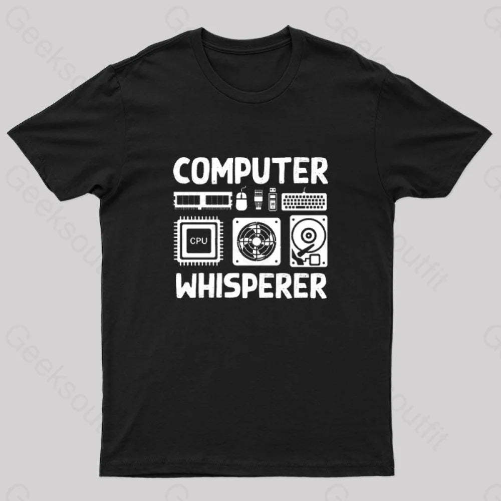 Computer Whisperer Nerd T-Shirt Black / S