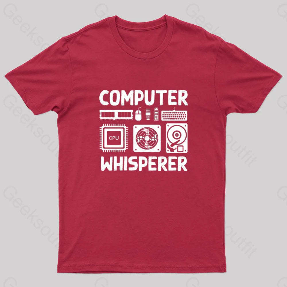 Computer Whisperer Nerd T-Shirt Red / S