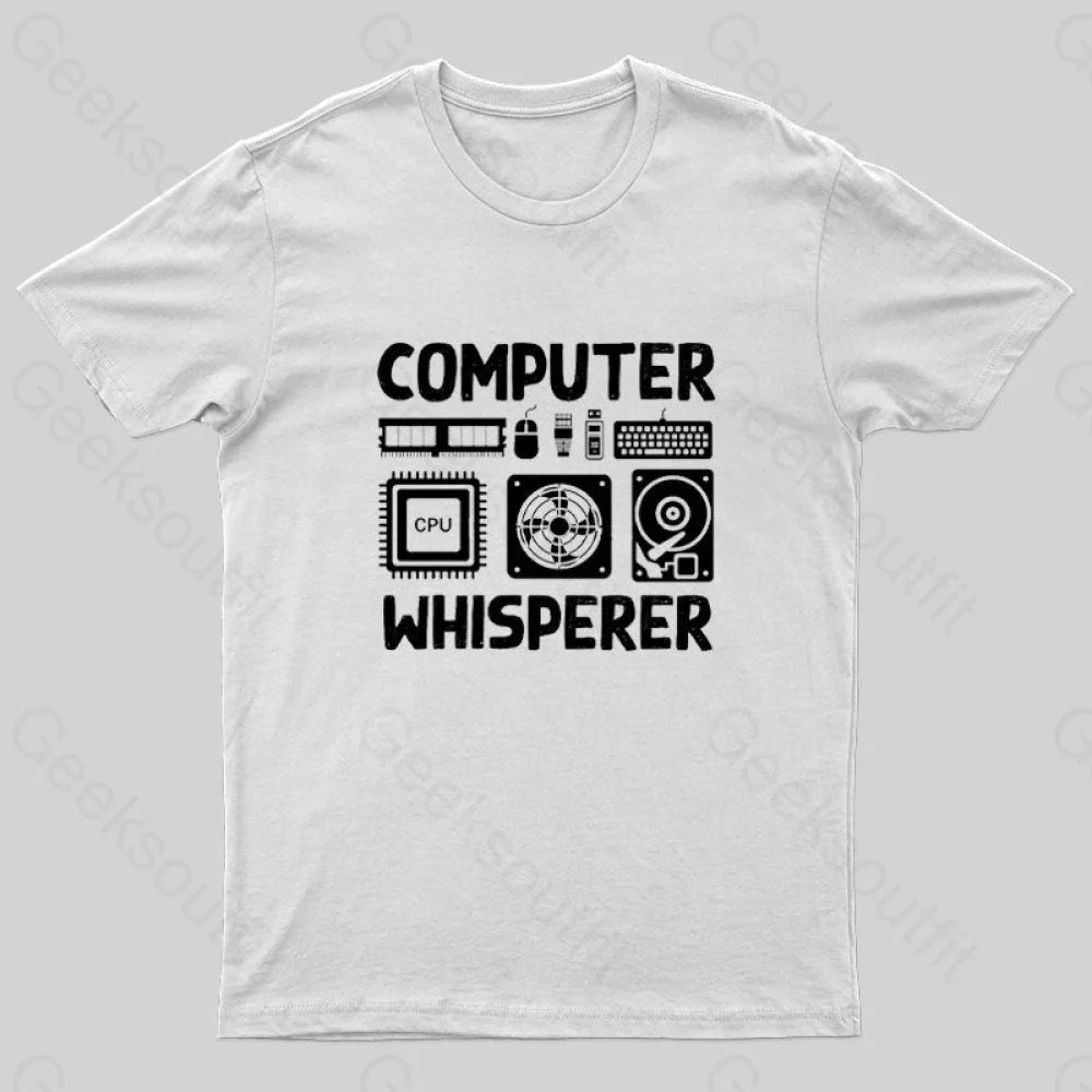 Computer Whisperer Nerd T-Shirt White / S