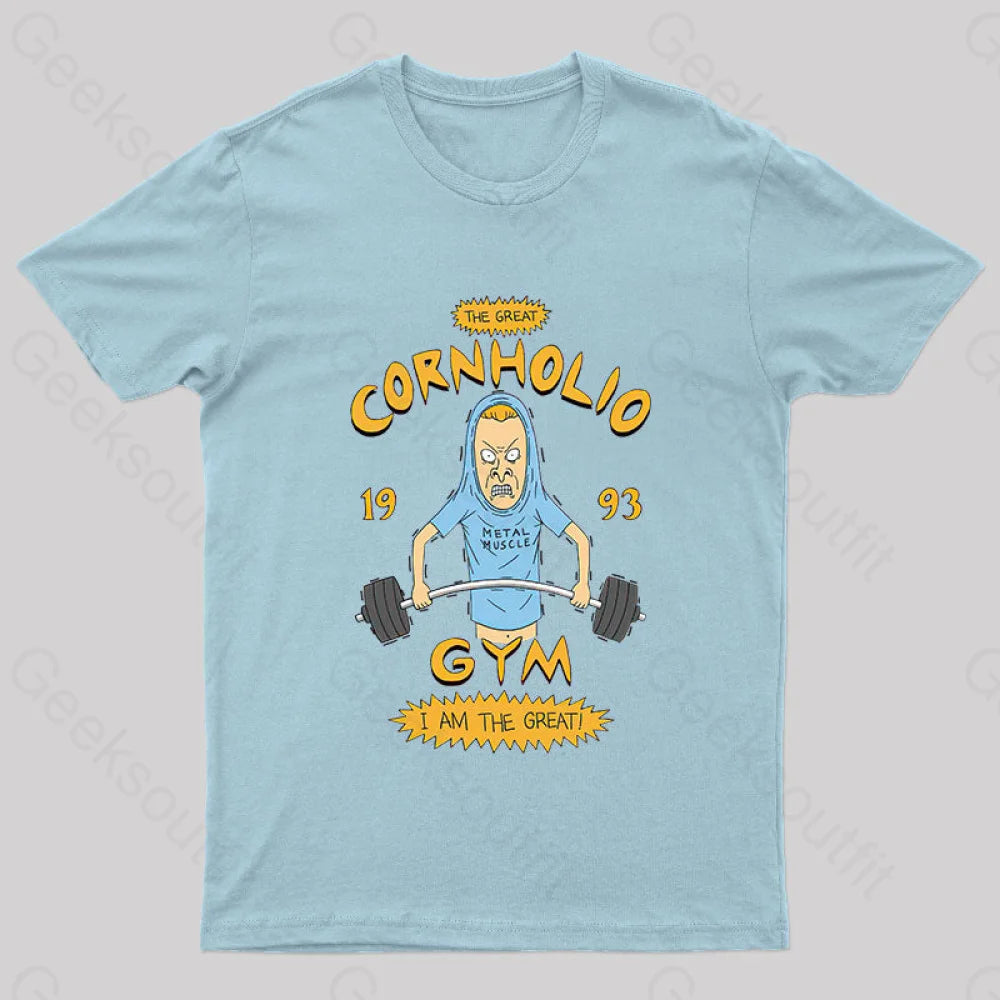 Cornholio Gym Nerd T-Shirt Light Blue / S