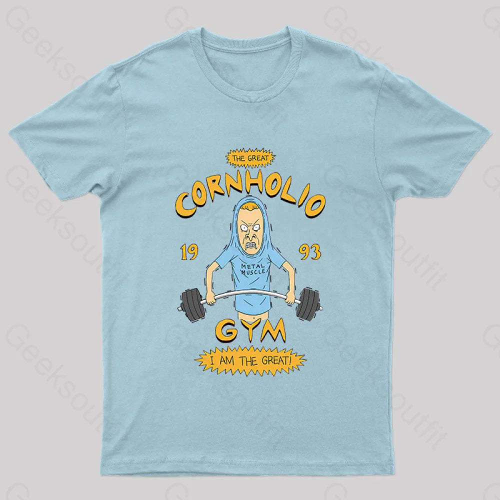 Cornholio Gym Nerd T-Shirt Light Blue / S