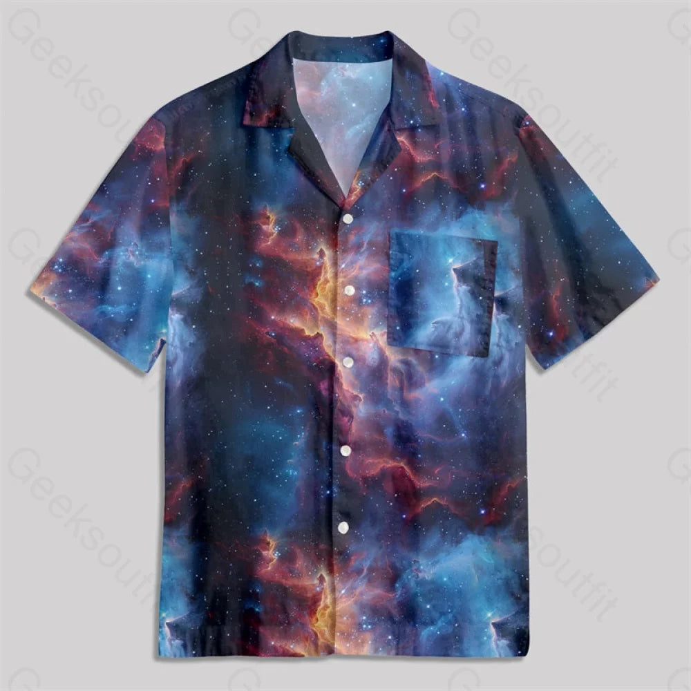 Cosmic Nebula Button Up Pocket Shirt Hawaiian / S Bus489 Yc