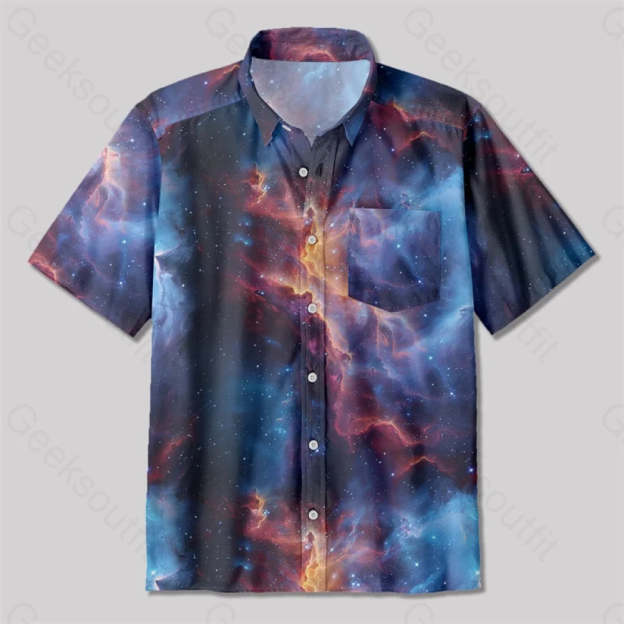 Cosmic Nebula Button Up Pocket Shirt Up / S Bus489 Yc