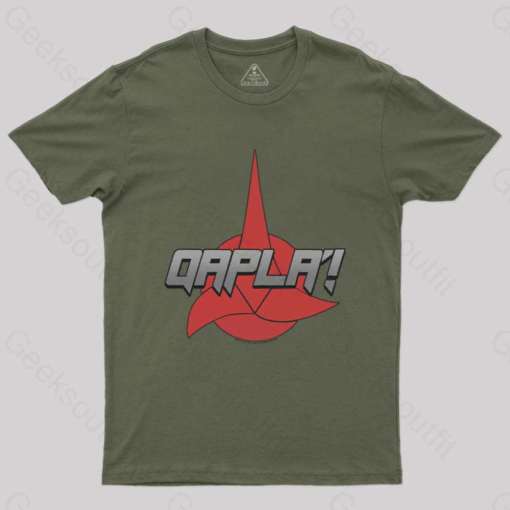 Cosmic Voyage Qapla Nerd T-Shirt Army Green / S