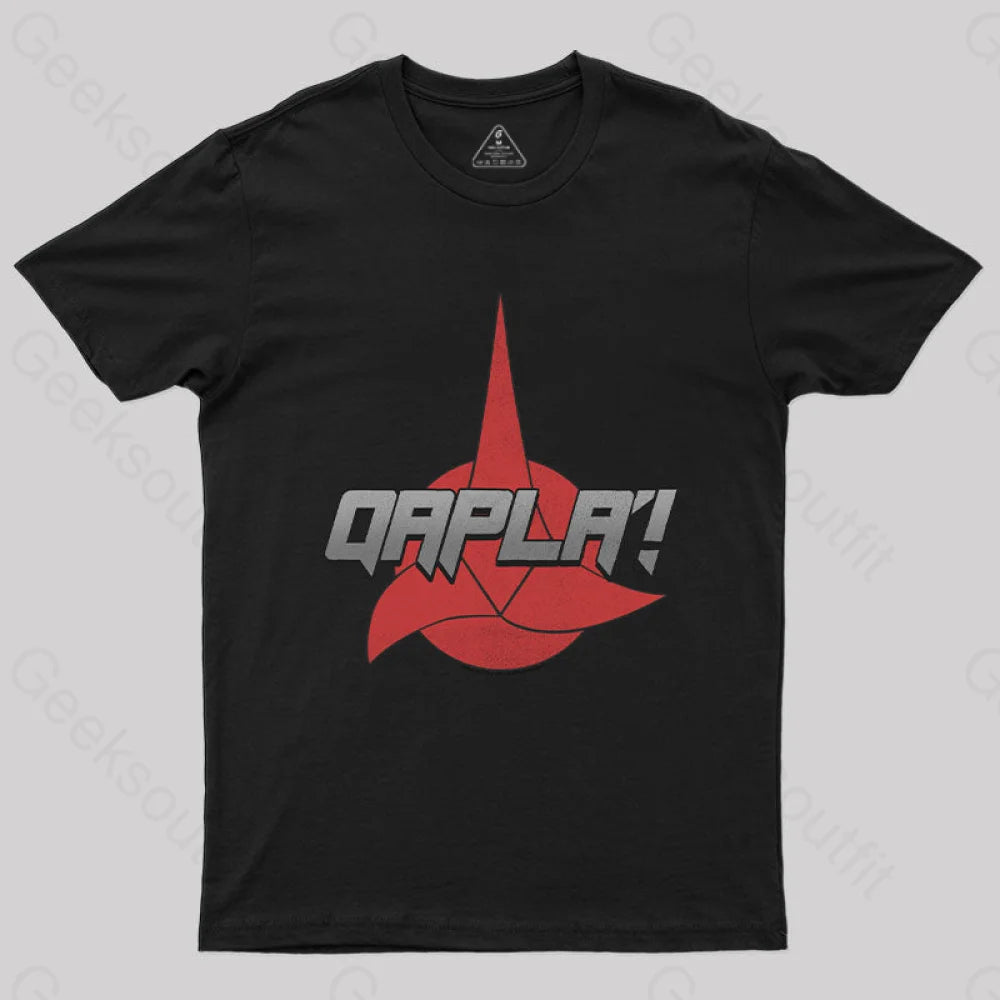 Cosmic Voyage Qapla Nerd T-Shirt Black / S
