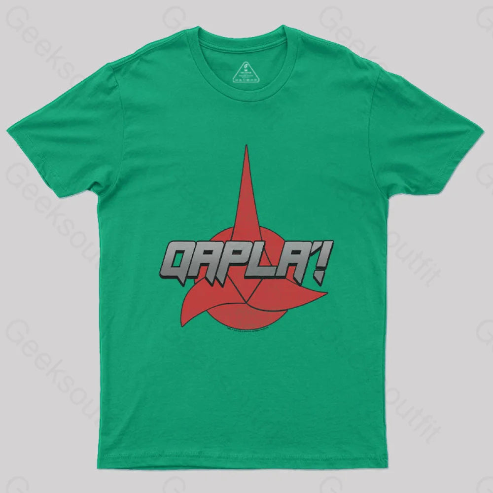 Cosmic Voyage Qapla Nerd T-Shirt Green / S