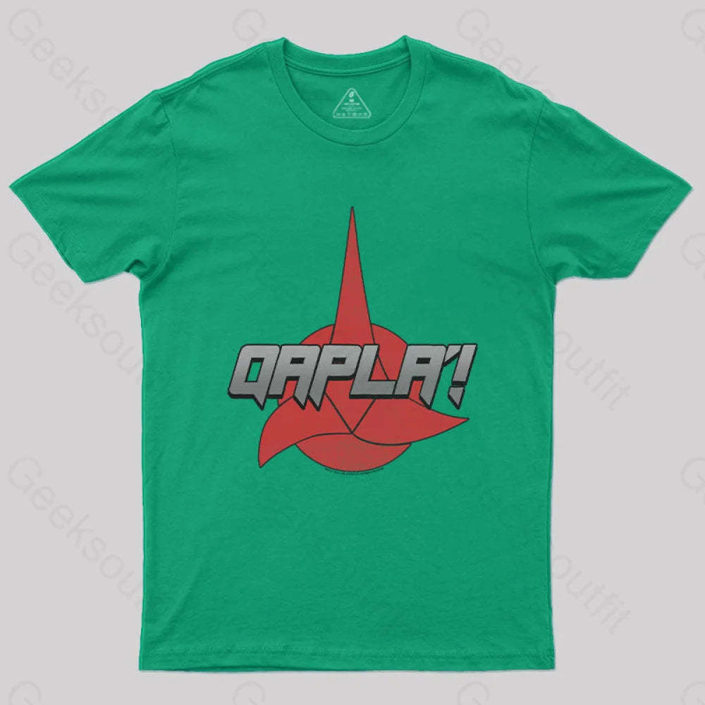 Cosmic Voyage Qapla Nerd T-Shirt Green / S