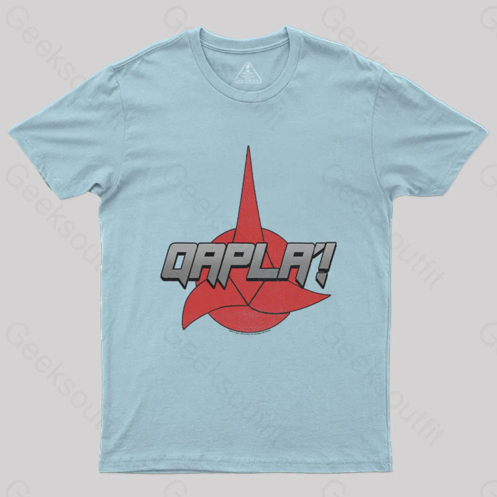 Cosmic Voyage Qapla Nerd T-Shirt Light Blue / S
