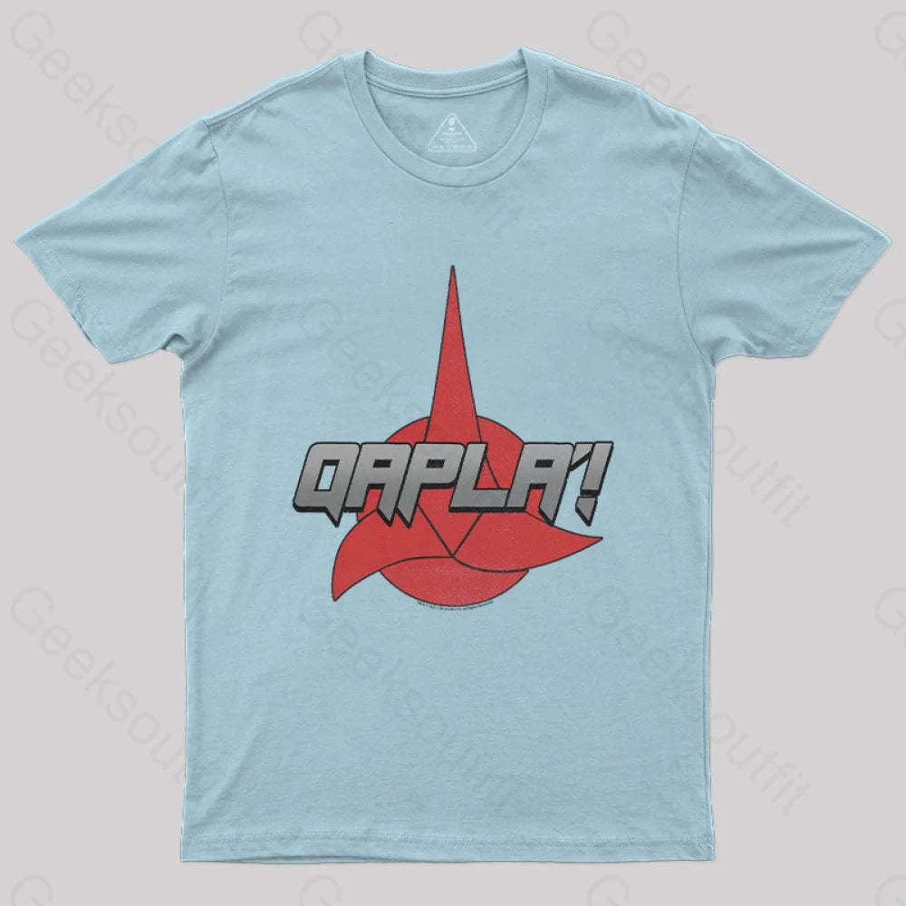Cosmic Voyage Qapla Nerd T-Shirt Light Blue / S