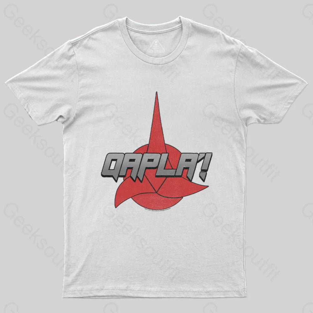 Cosmic Voyage Qapla Nerd T-Shirt White / S