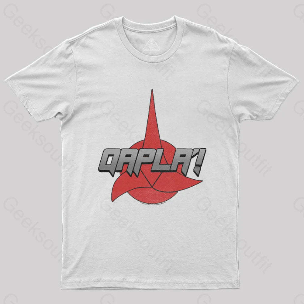 Cosmic Voyage Qapla Nerd T-Shirt White / S