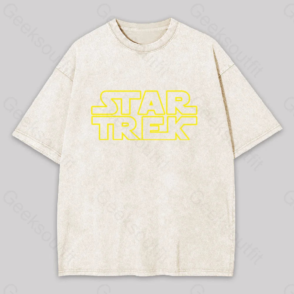 Cosmic Voyage Sw Parody Washed T-Shirt Apricot / S