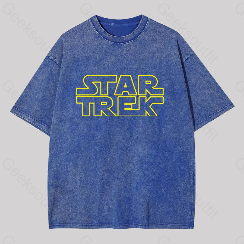 Cosmic Voyage Sw Parody Washed T-Shirt Blue / S