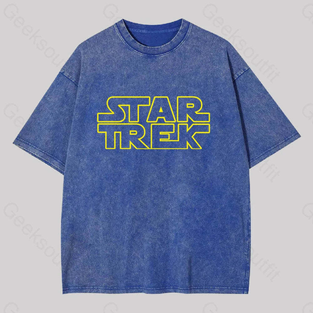 Cosmic Voyage Sw Parody Washed T-Shirt Blue / S