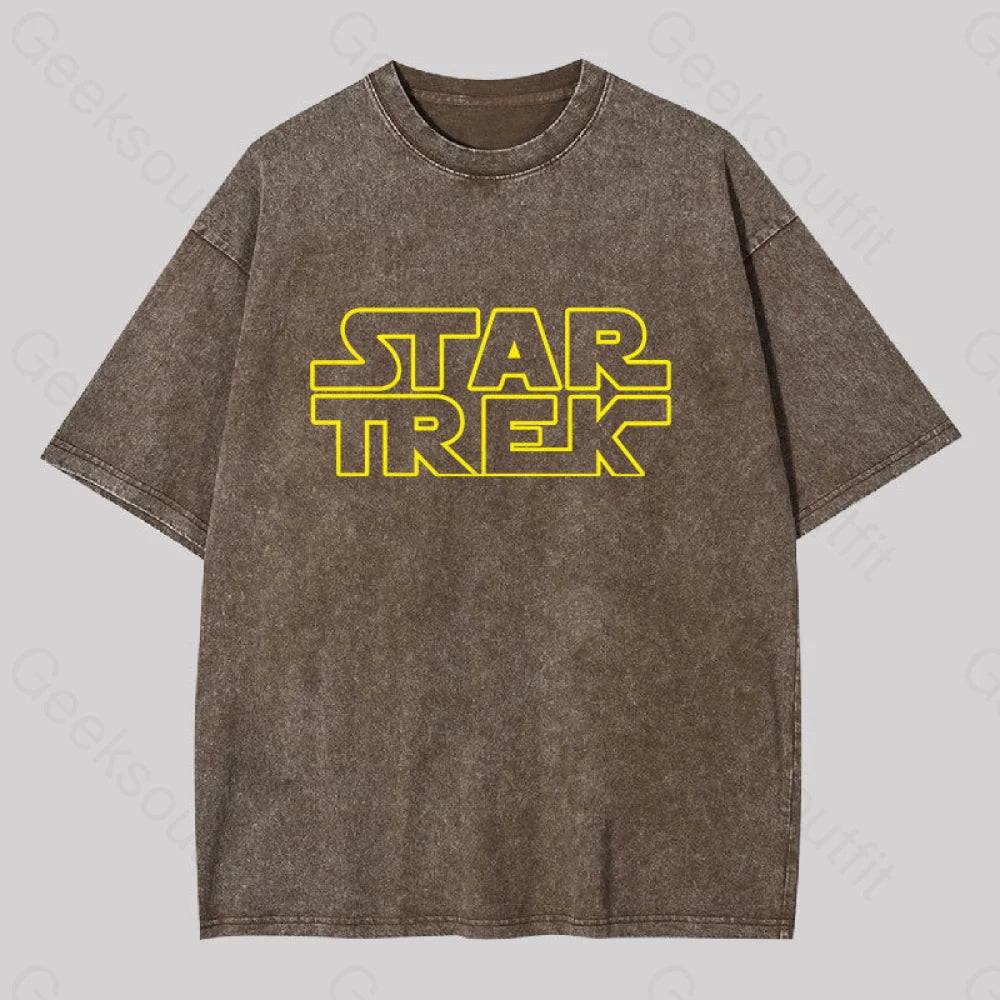 Cosmic Voyage Sw Parody Washed T-Shirt Coffee / S