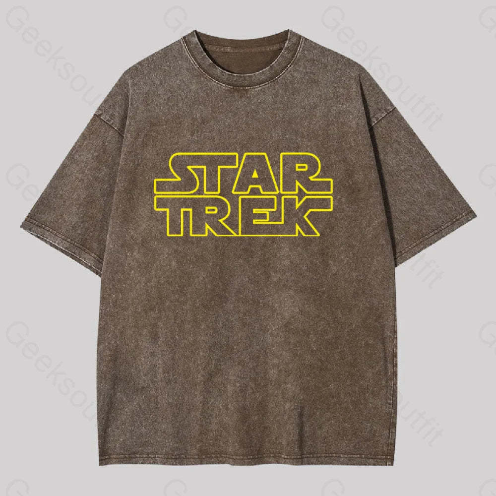Cosmic Voyage Sw Parody Washed T-Shirt Coffee / S